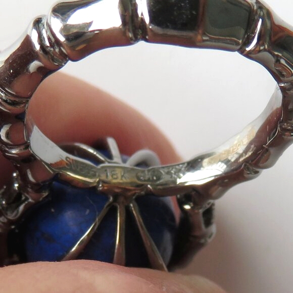 Stephen Webster "Verne" Bone Lapis Black Diamond 18k Gold Ring - Picture 17 of 17